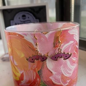 NEW “Stained Glass” Purple Bat Earrings Witchy